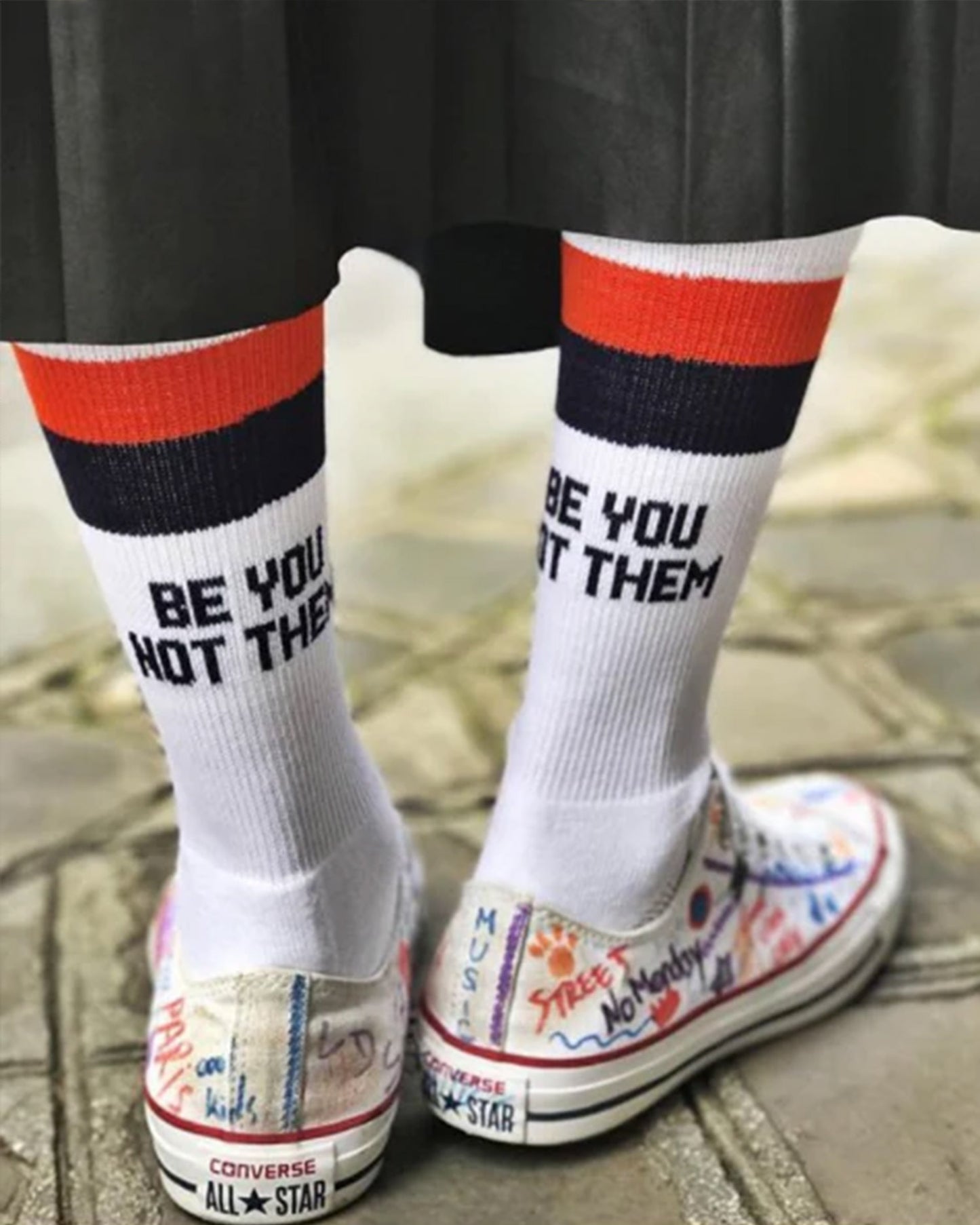 The Women's Be You Not Them Sock - White/Navy