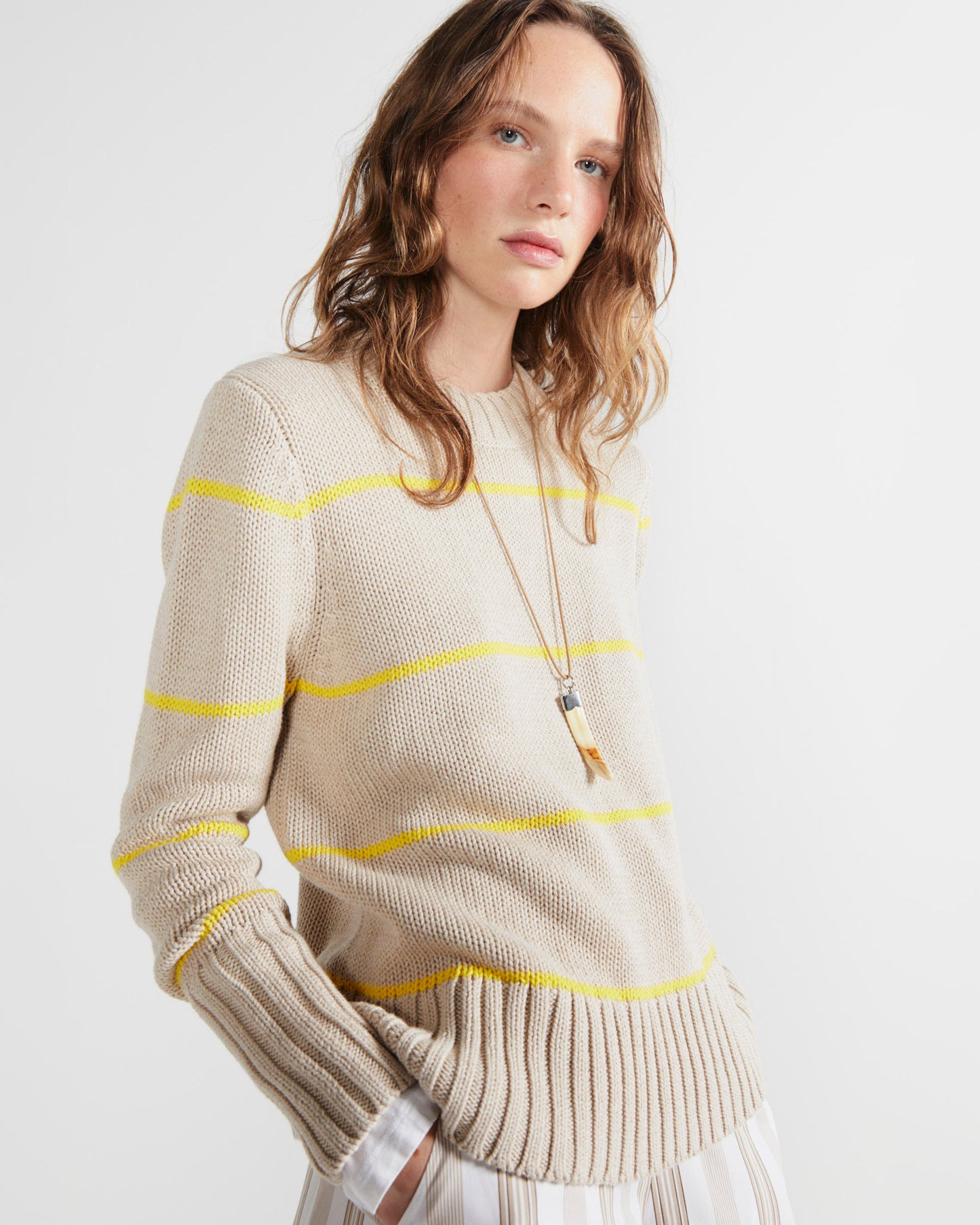 The Tatum - Khaki/Yellow Ministripe