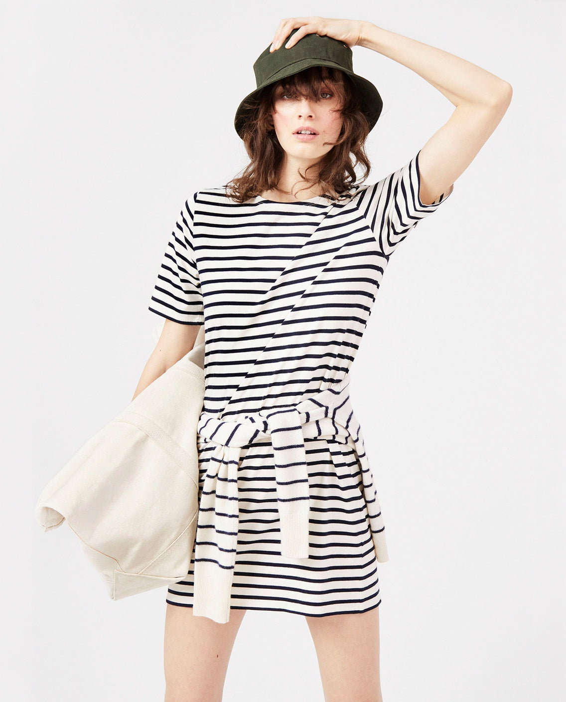 The Tee Dress - Cream/Navy