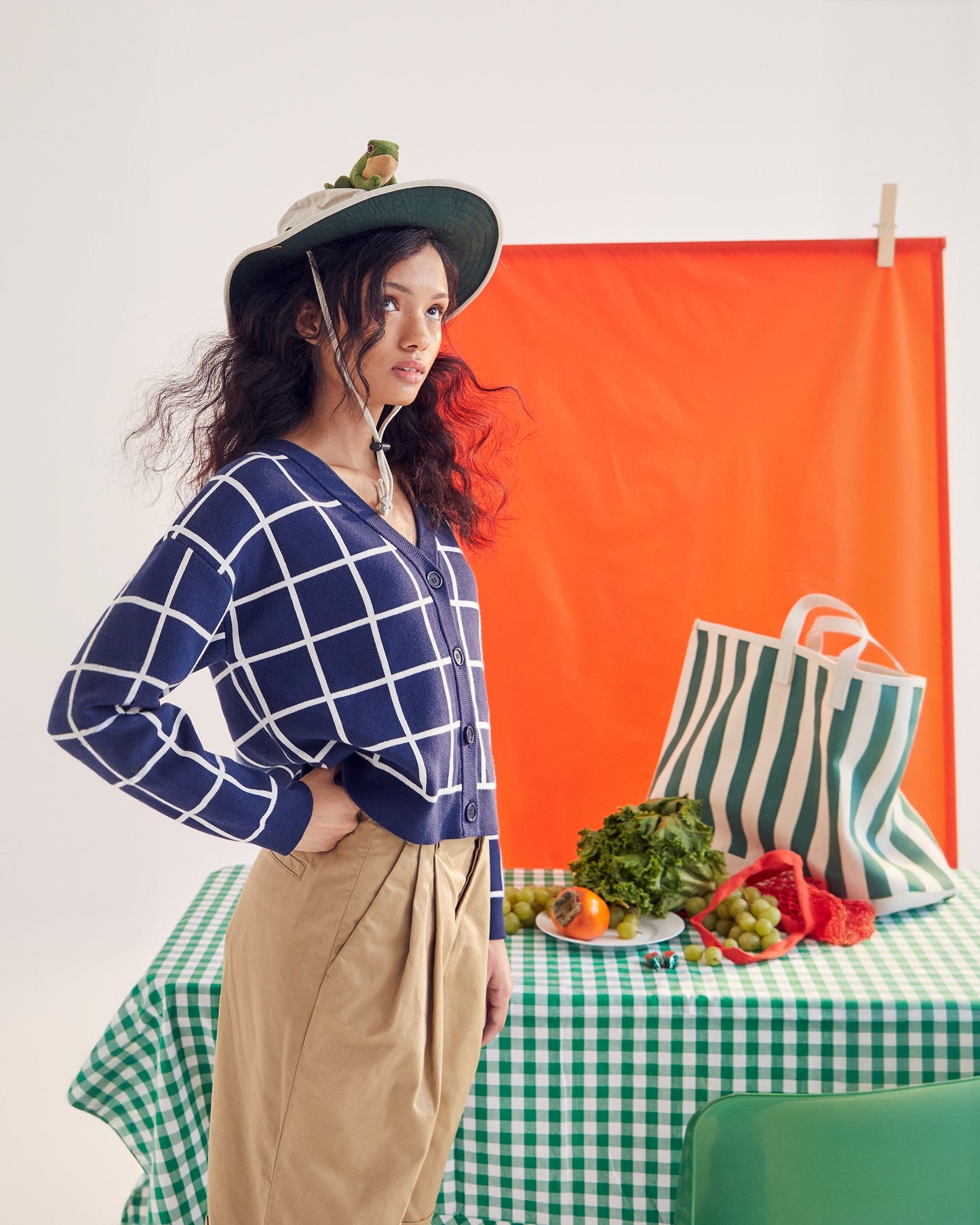 The All Over Striped Tote - Canvas/Green