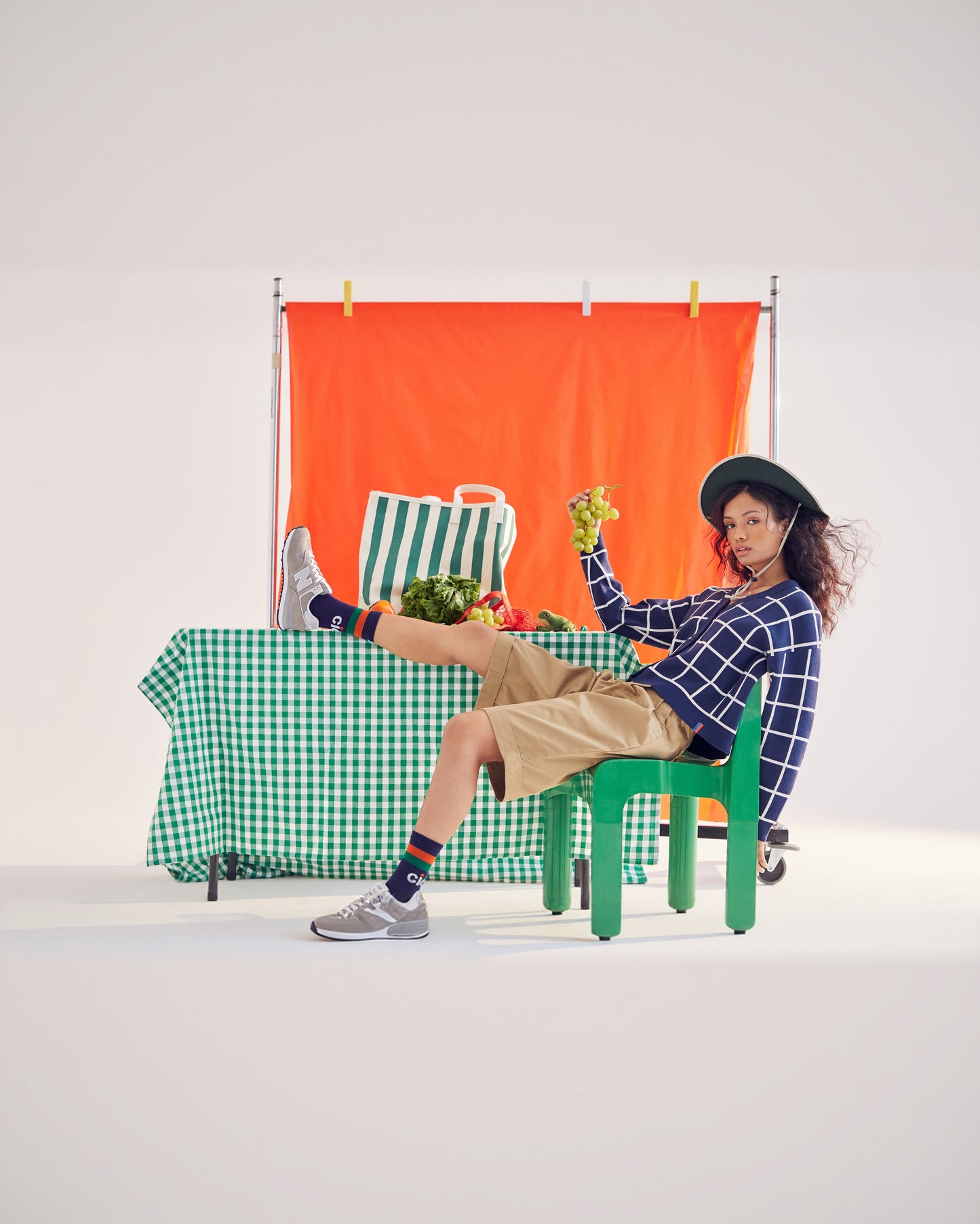 The All Over Striped Tote - Canvas/Green