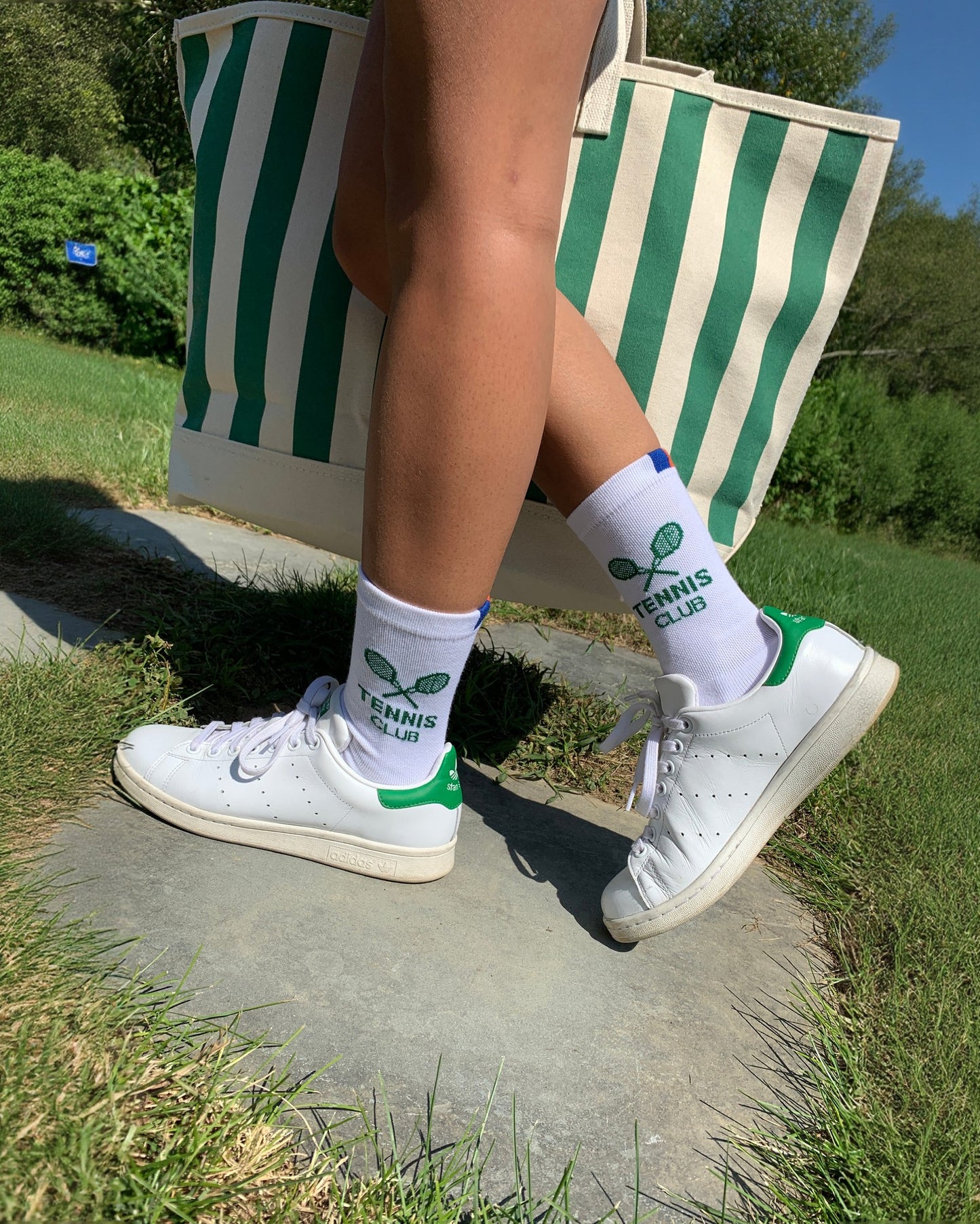 The All Over Striped Tote - Canvas/Green