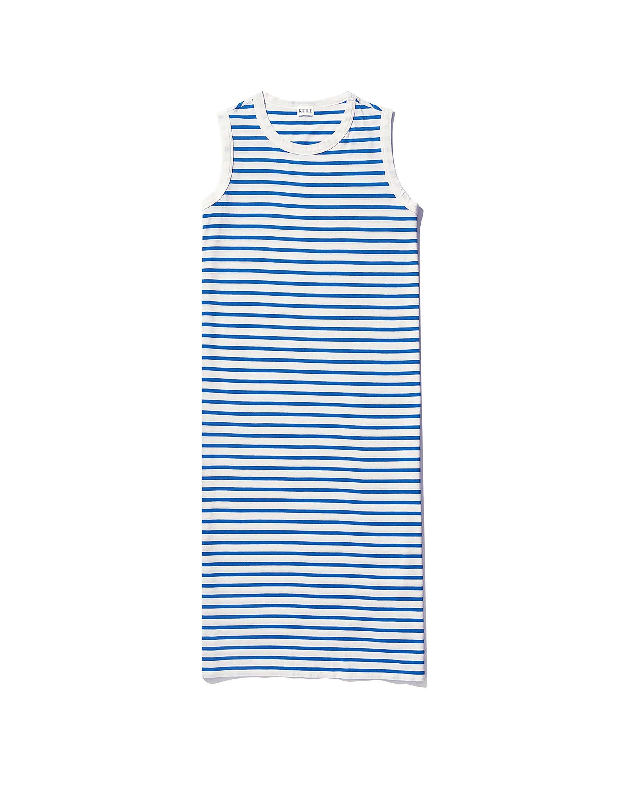 The Tank Dress - White/Royal Blue