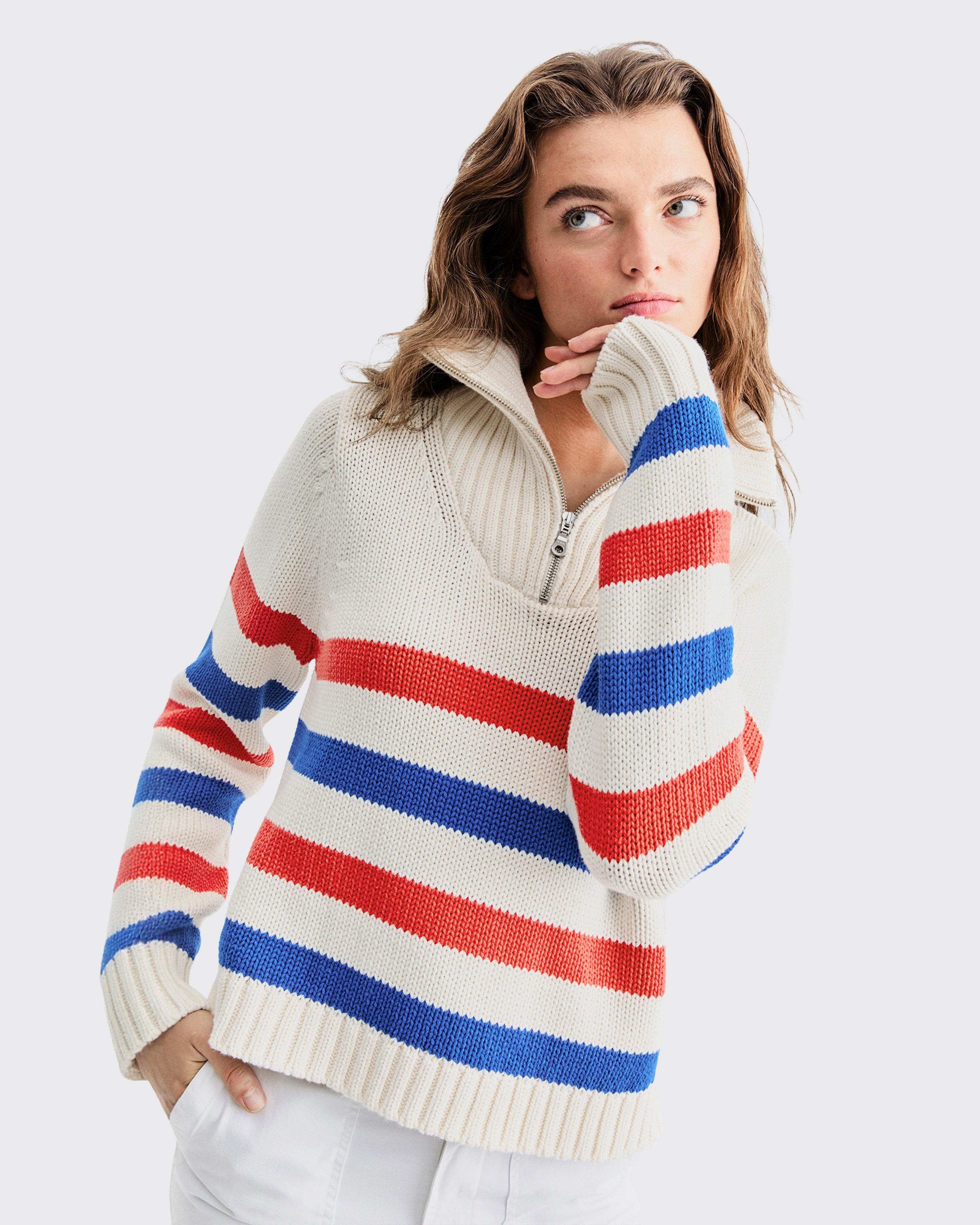 The Matey - Cream/True Blue/Poppy