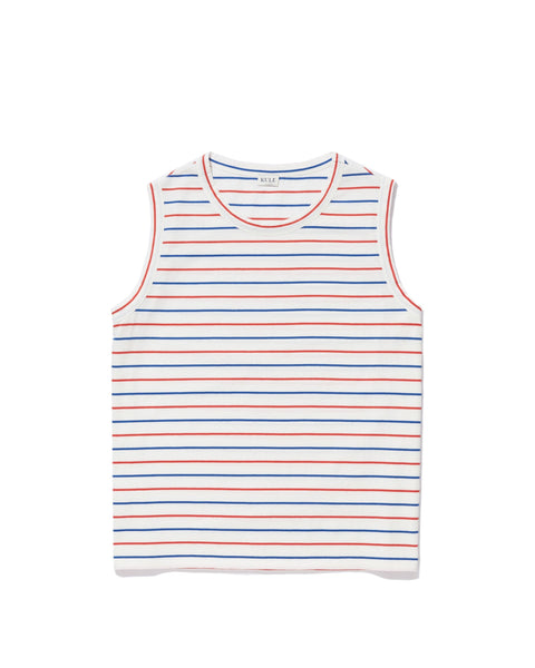 The Tank - White/Blue/Poppy Pinstripe