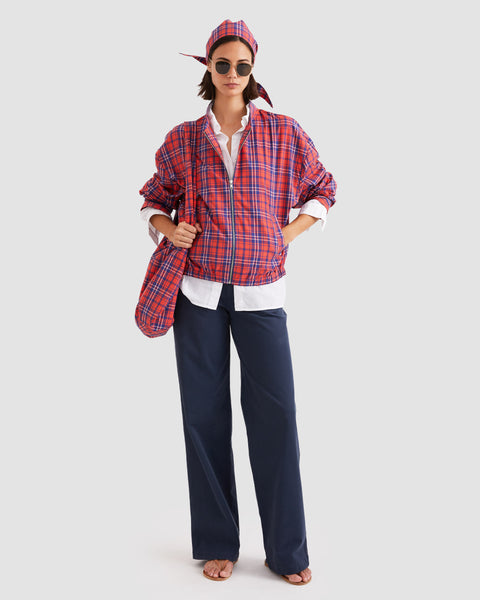The Bennie - Poppy/Navy Plaid