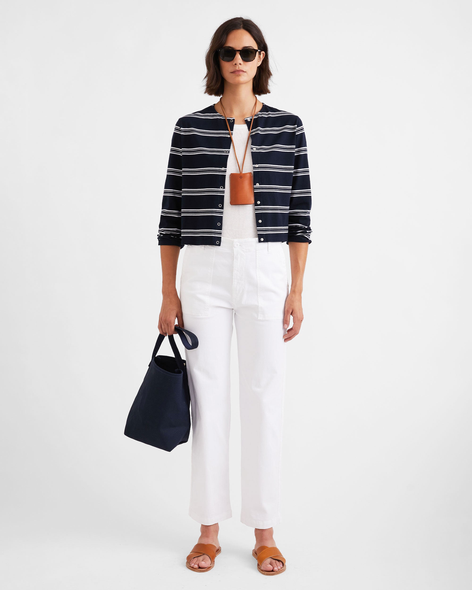 The Carmen - Navy/White Mixed Stripe