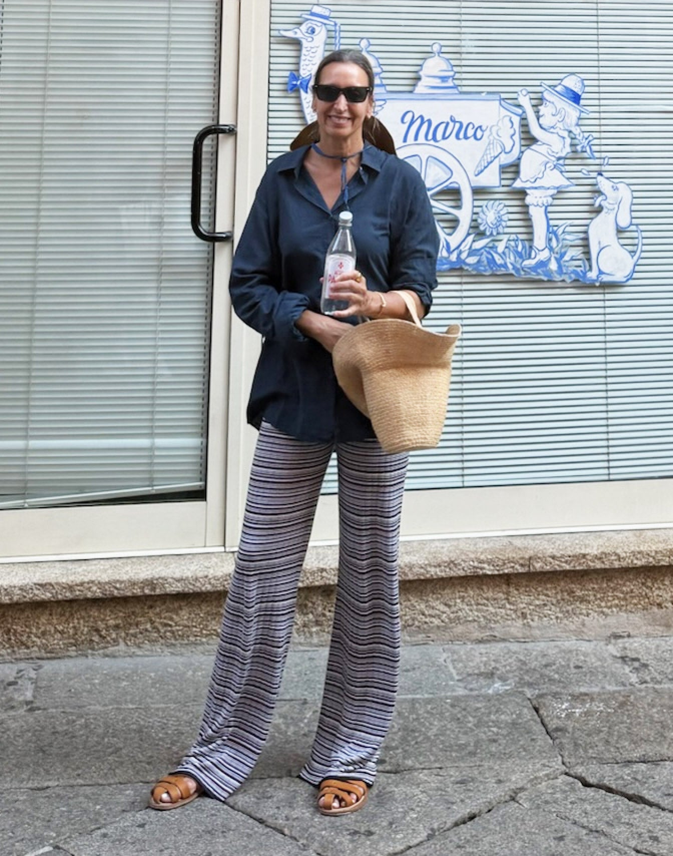 Nikki Kule wearing The Andrea - Navy Multi in Sardinia