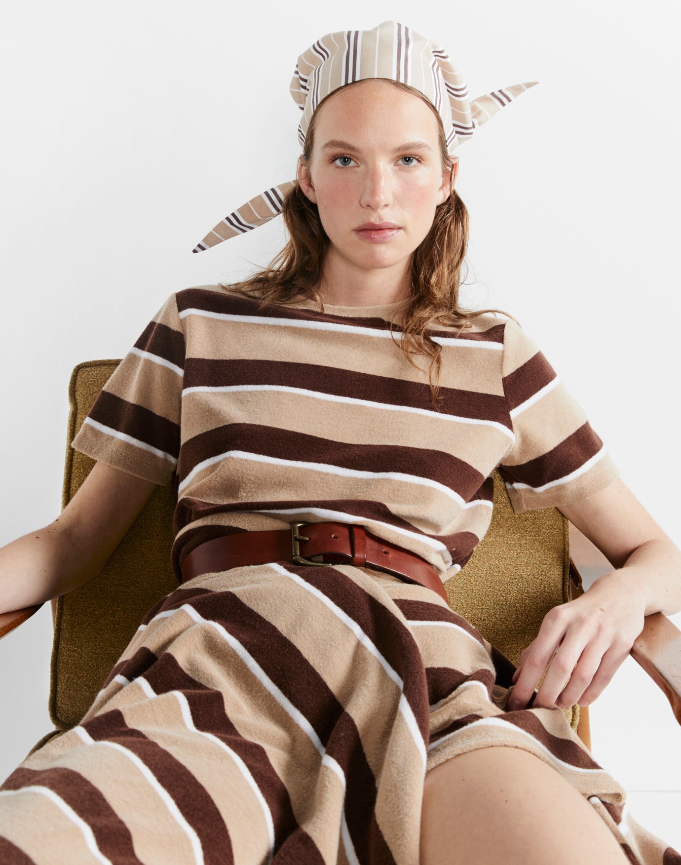 Model wearing The Terry Hurley - Khaki/Brown and The Terry Venus - KhakiBrown