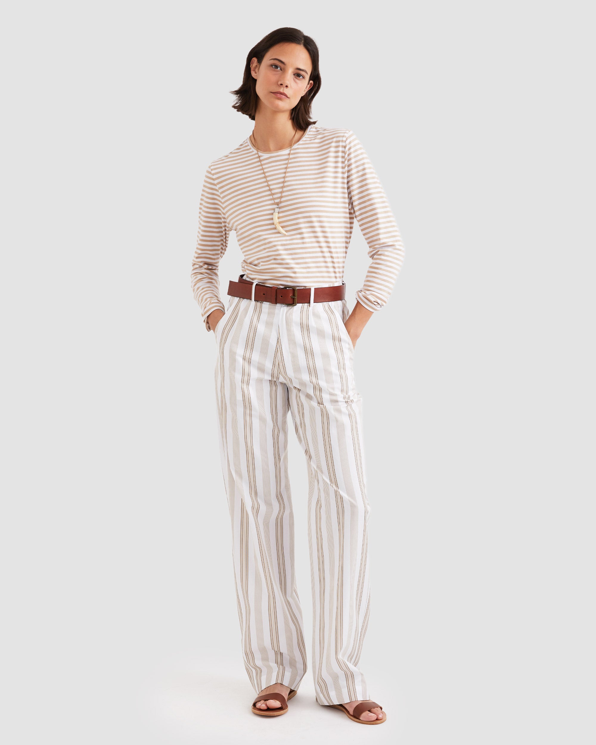 The Modern Long - Khaki/White