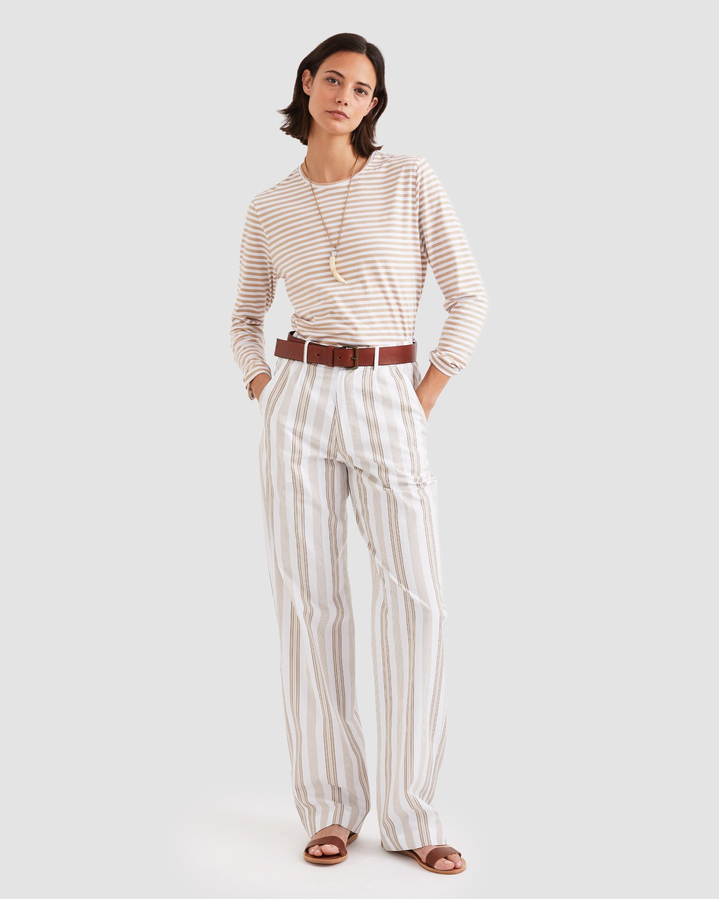 The Modern Long - Khaki/White