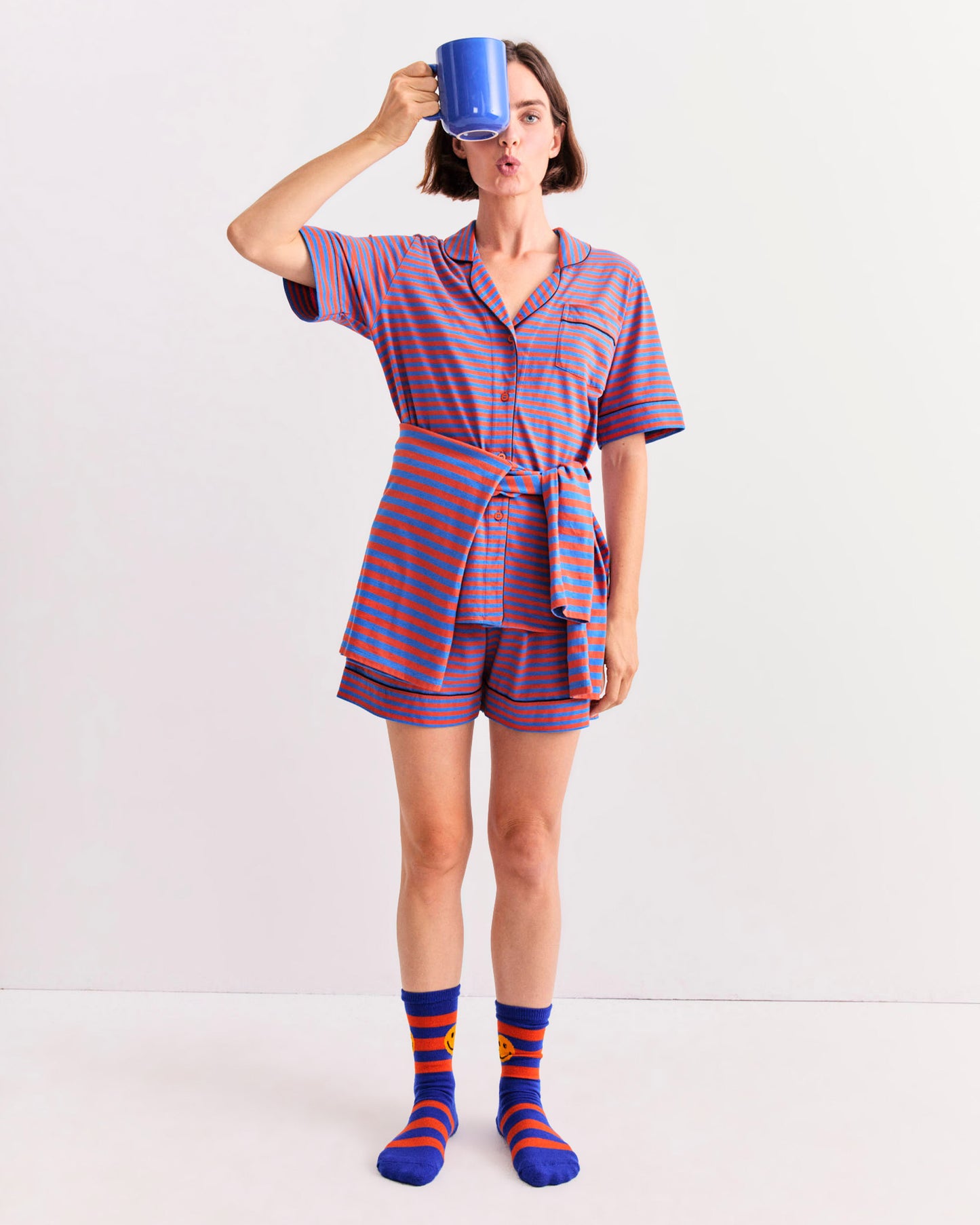 The Short PJ Set - Poppy/Royal