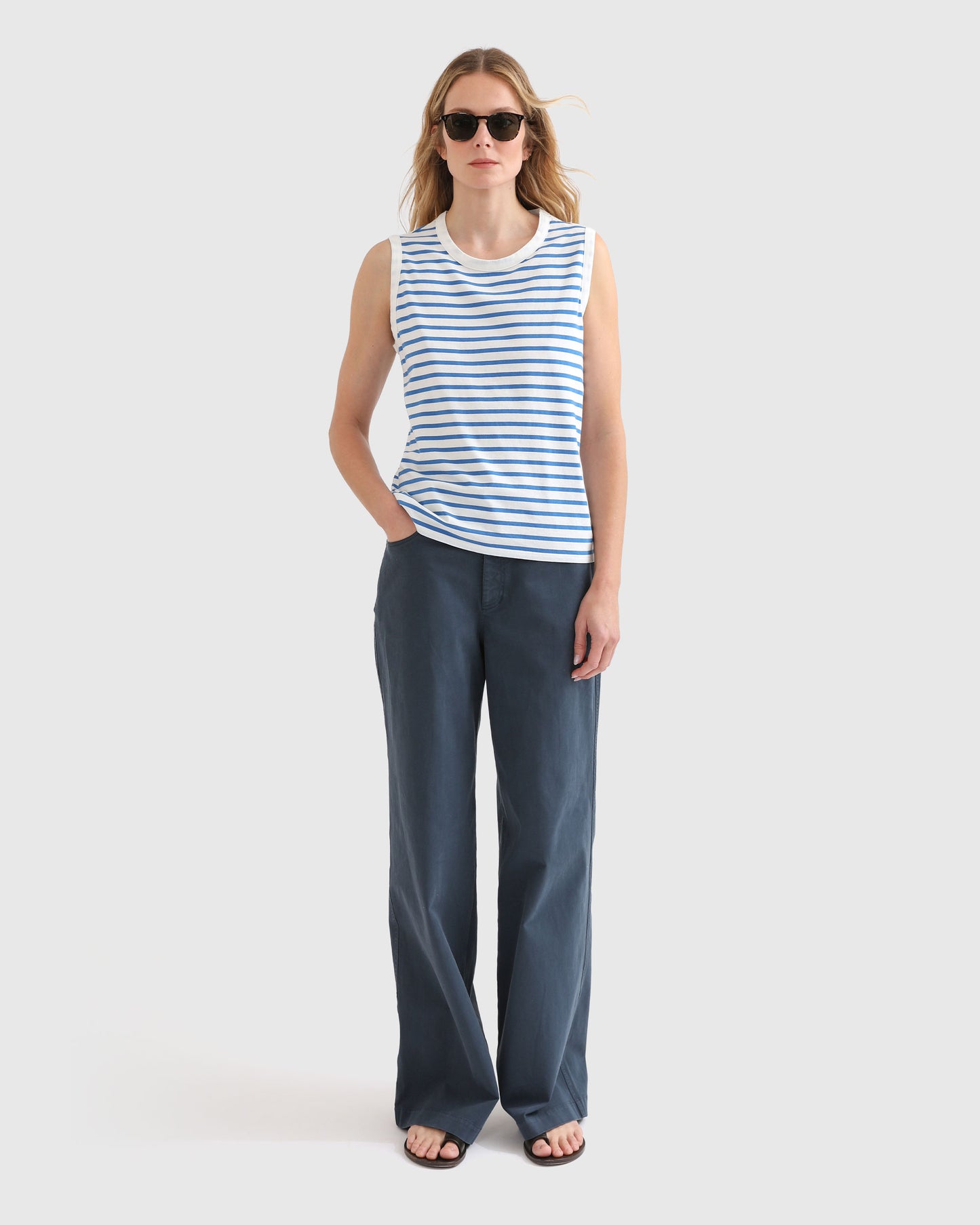 The Tank - White/Royal Blue