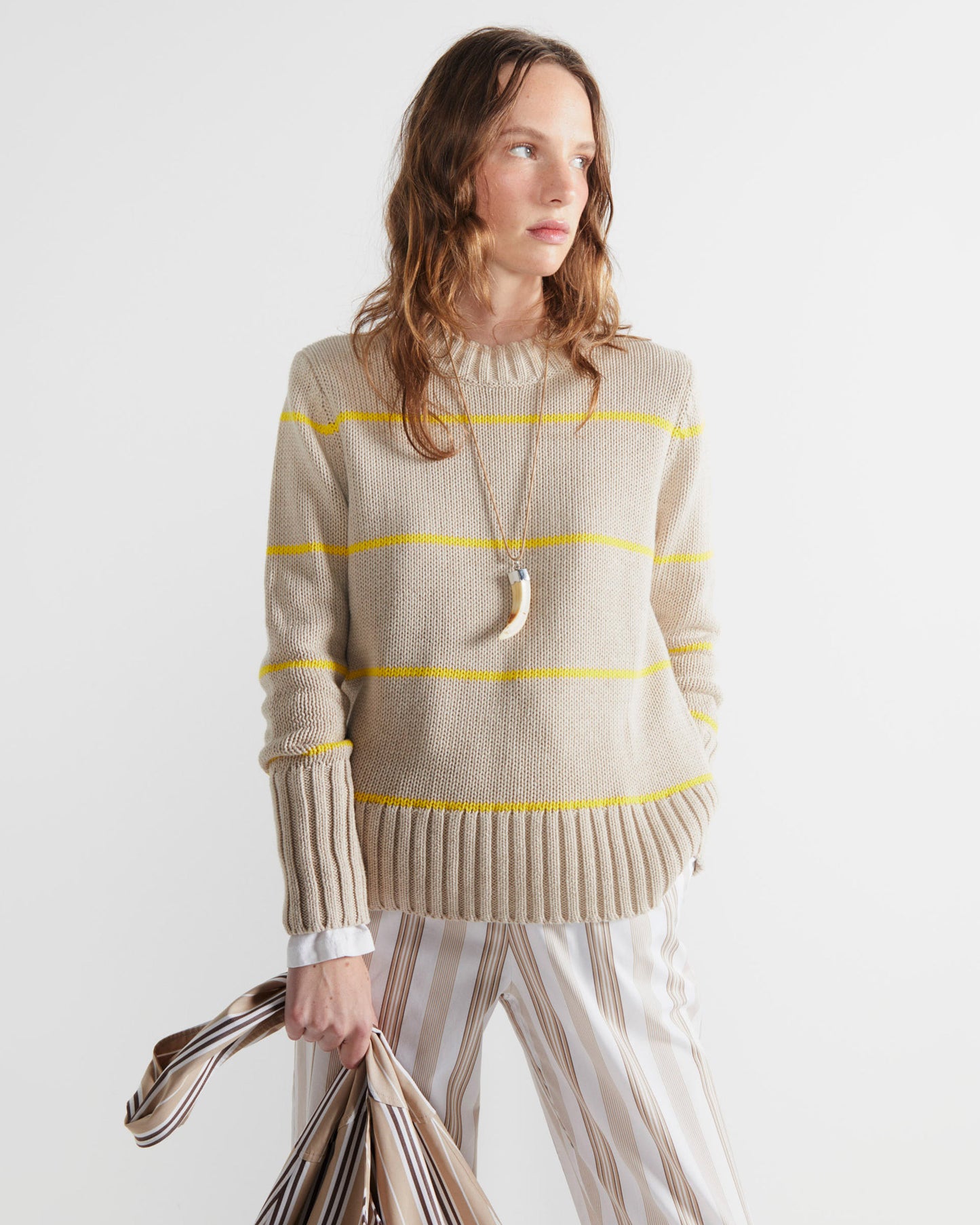 The Tatum - Khaki/Yellow Ministripe