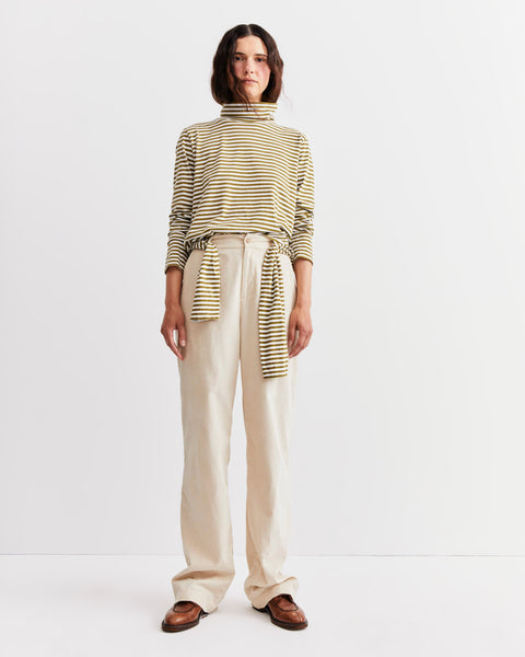 The Turtleneck - Olive/Cream Ministripe